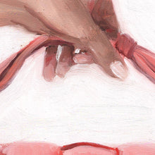 Afbeelding in Gallery-weergave laden, Coral Handbag, close-up detail of the brushwork in the original oil painting by Hercules