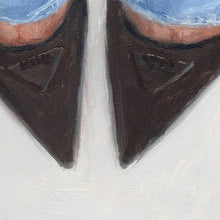 Afbeelding in Gallery-weergave laden, Blue Denim & Heels, close-up detail of the brushwork in the original oil painting by Hercules