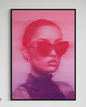 Load image into Gallery viewer, cool art or a woman with sunglasses, pop art in pink and purple
