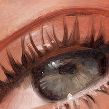 Afbeelding in Gallery-weergave laden, Peach Lashes, close-up detail of the brushwork in the original oil painting by Hercules
