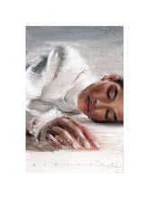 Load image into Gallery viewer, Quiet Hour, art print of an oil painting by Hercules: sleeping woman in a white shirt