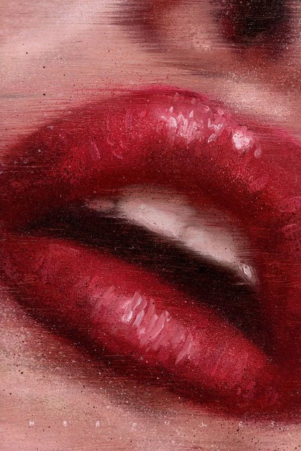 Sold Feminine Fragments oil painting Crimson Lips by Renske Hercules